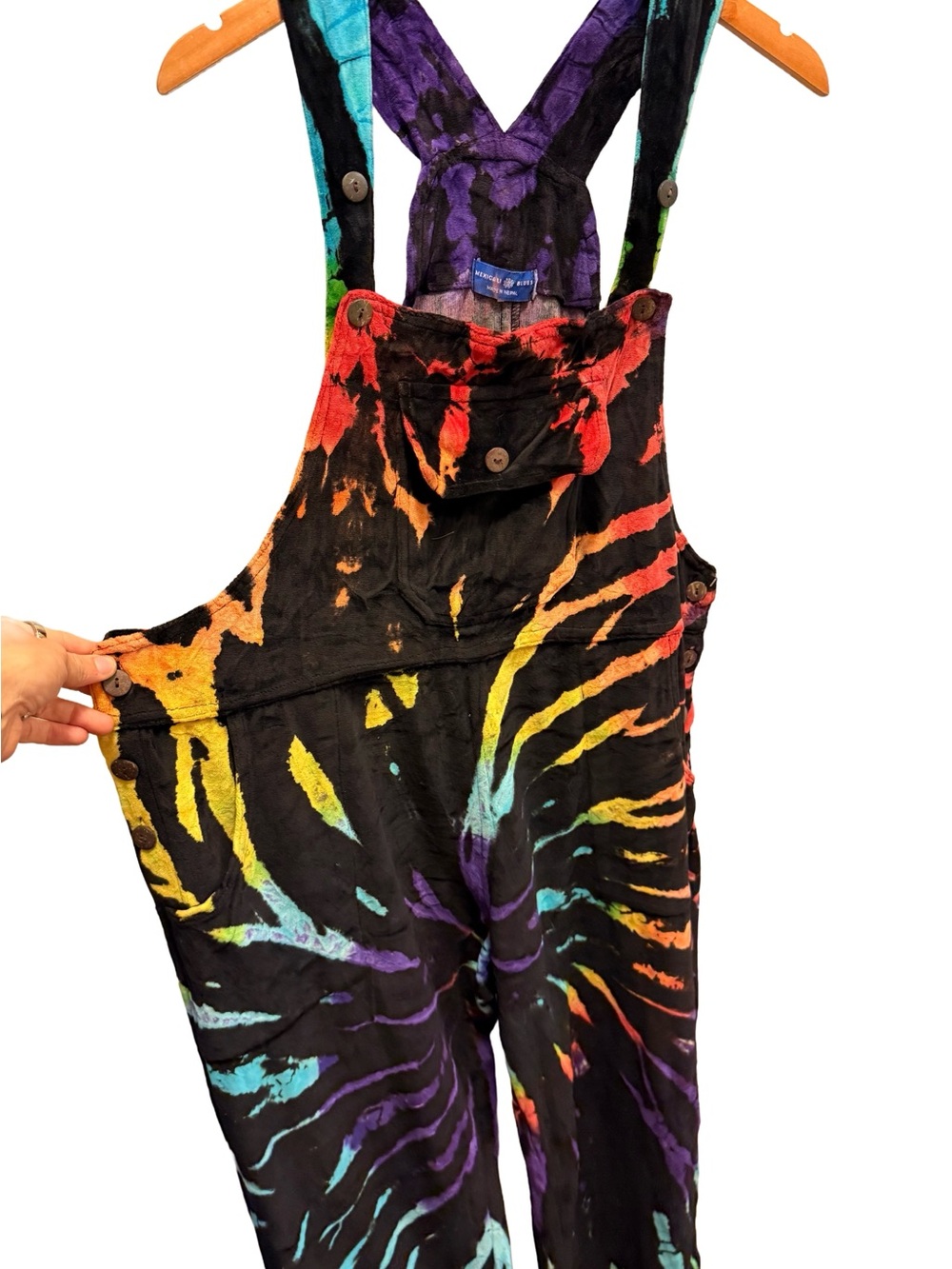 Mexicali Blues Rosalie Velour Tie Dye Overalls - NWT Size L - Picture 3 of 13